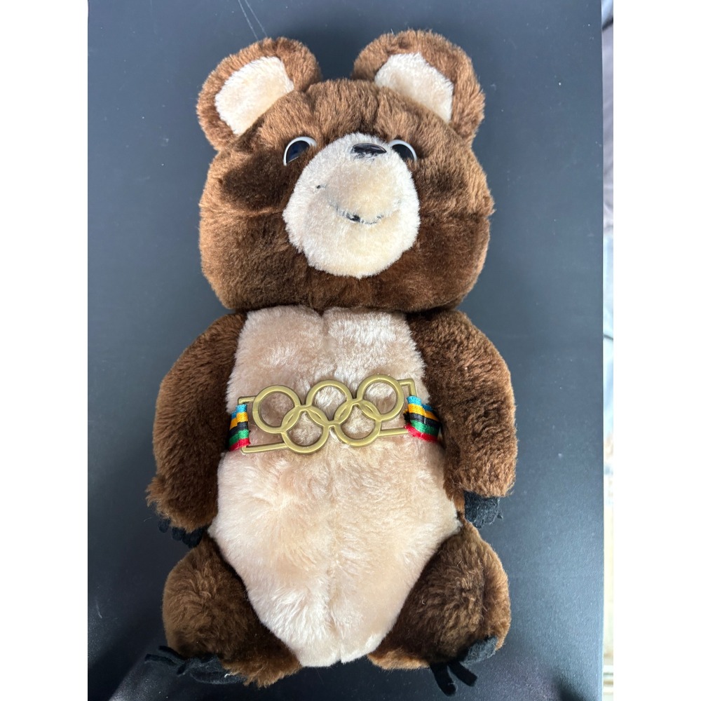 Vintage 1980 Moscow Olympics Misha Bear Plush R Dakin Mascot Brown Stuffed Toy